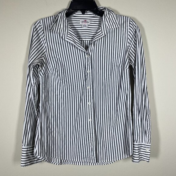 J. Crew Tops - J Crew Women's Haberdashery Stripe Button-Up Shirt Black & White Small
